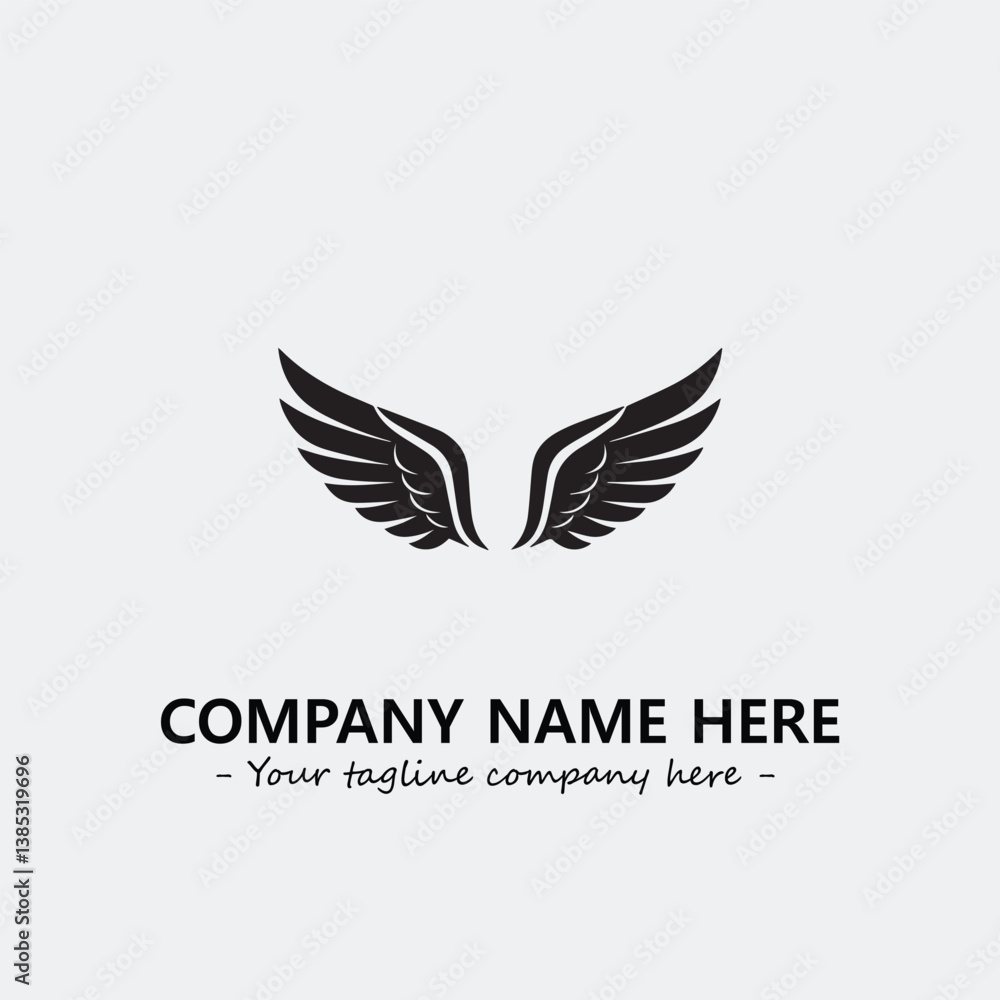 Obraz premium Wing illustration black and white for logo company vector image 