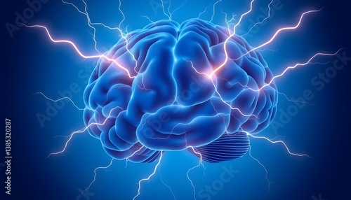 Human brain digital illustration. background