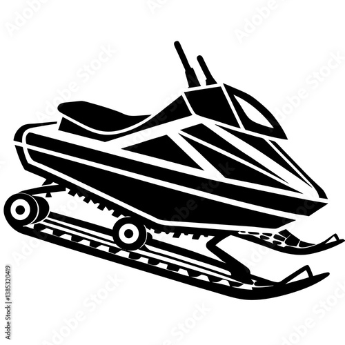 A vector silhouette of a snowmobile 