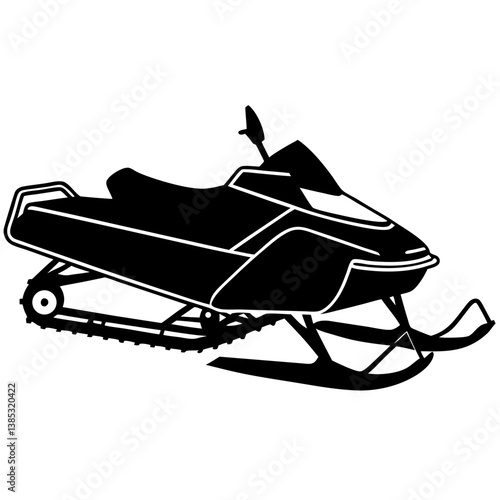 A vector silhouette of a snowmobile 