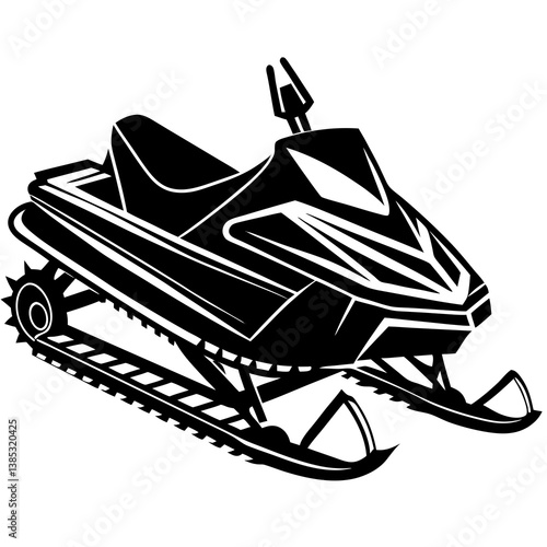A vector silhouette of a snowmobile 