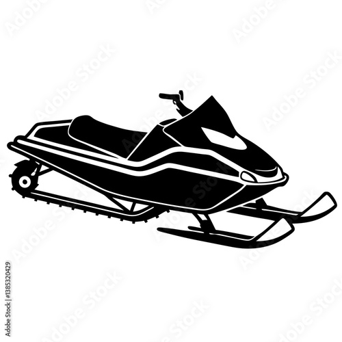 A vector silhouette of a snowmobile 