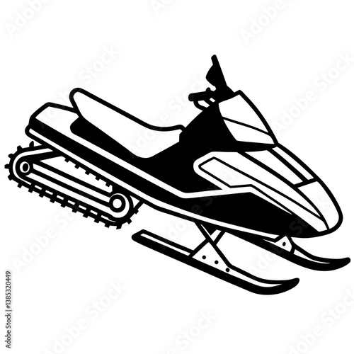 A vector silhouette of a snowmobile 