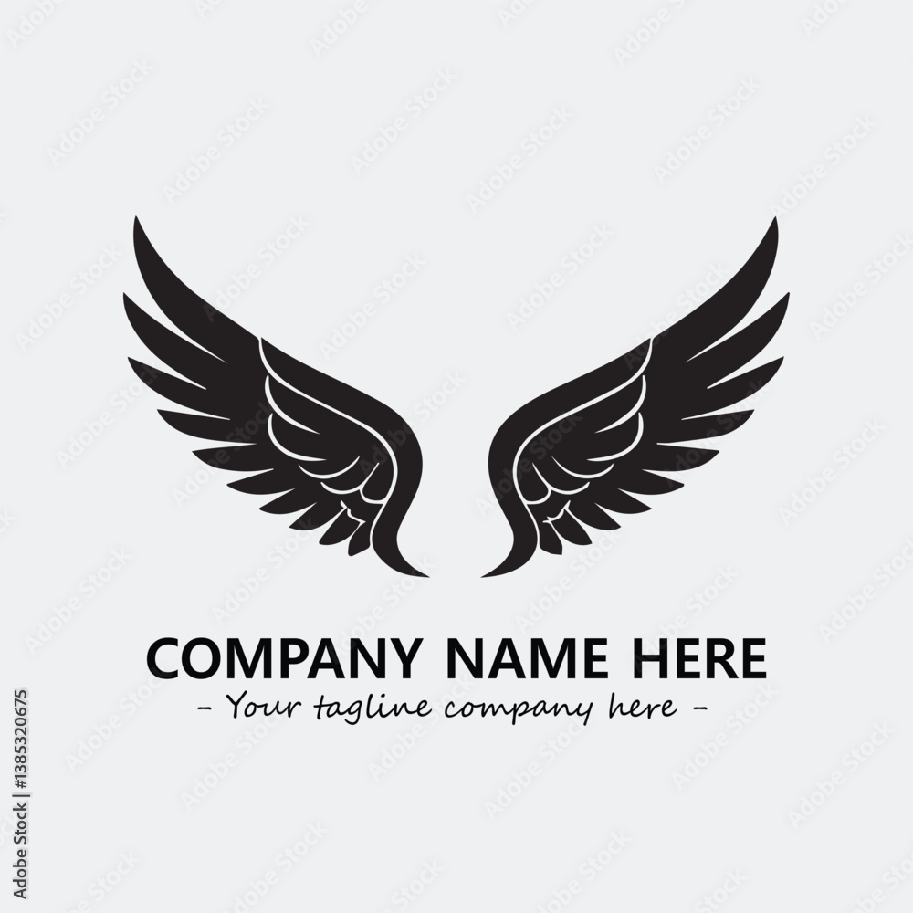 Obraz premium Wing illustration black and white for logo company vector image 