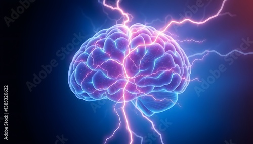 Human brain digital illustration. background