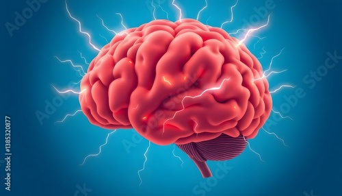 Human brain digital illustration. background