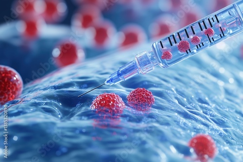 close-up syringe injecting stem cells