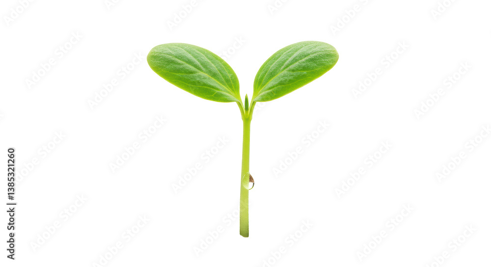 Isolated Young Seedling Sprout with Two Green Leaves Isolated Young Seedling Sprout with Two Green Leaves