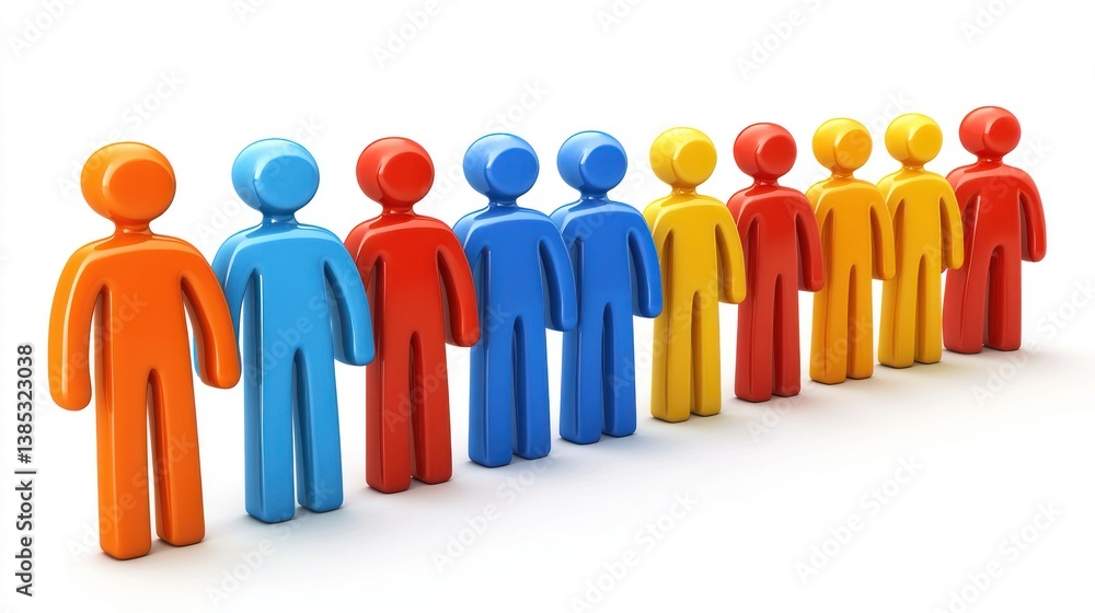 Colorful people queueing, white background, unity concept, website illustration Colorful people queueing, white background, unity concept, website illustration