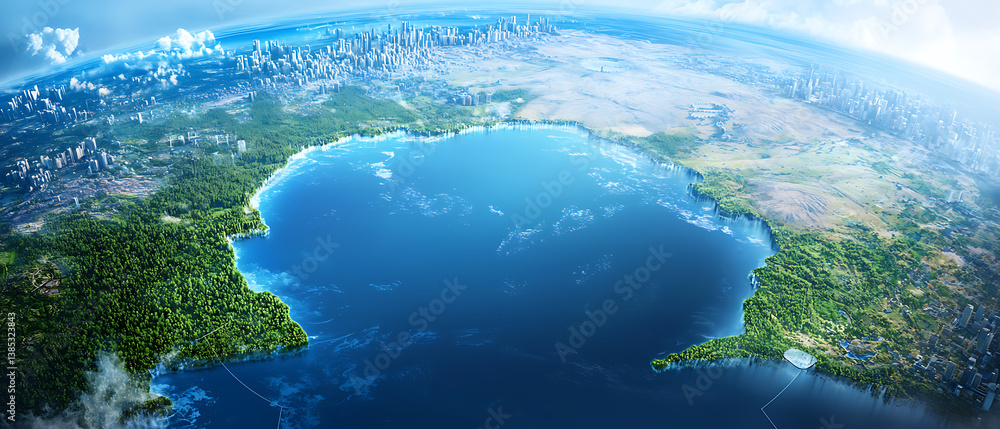 Fototapeta premium Stunning aerial view of earth global landscape nature photography vibrant environment atmospheric perspective