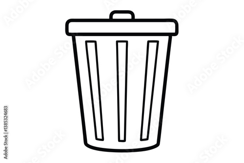 Garbage container icon, simple and unobtrusive Trash Bin dust bin vector silhouette illustration isolated in white background.