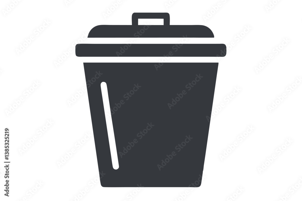 Garbage container icon, simple and unobtrusive Trash Bin dust bin vector silhouette illustration isolated in white background. Garbage container icon, simple and unobtrusive Trash Bin dust bin vector silhouette illustration isolated in white background.