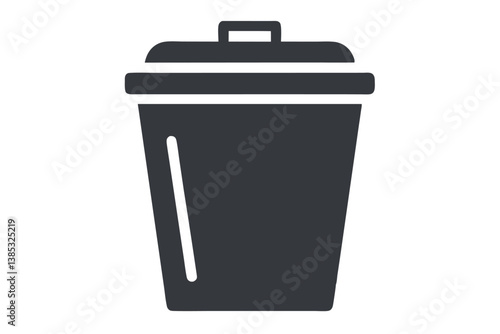 Garbage container icon, simple and unobtrusive Trash Bin dust bin vector silhouette illustration isolated in white background.