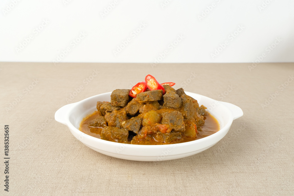 Sambal Goreng Ati Kentang, Indonesian traditional food. Savory and spicy
Sambal Goreng Ati Kentang, Indonesian traditional food. Savory and spicy