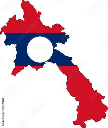 Laos flag on the map illustration vector with transparent. Laos Map with Flag Overlay