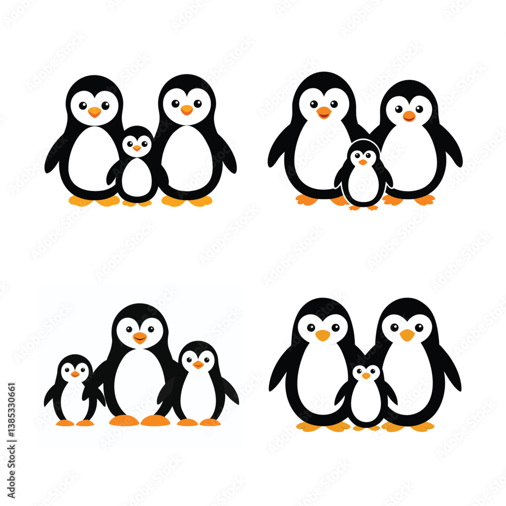 Naklejka premium set of penguins