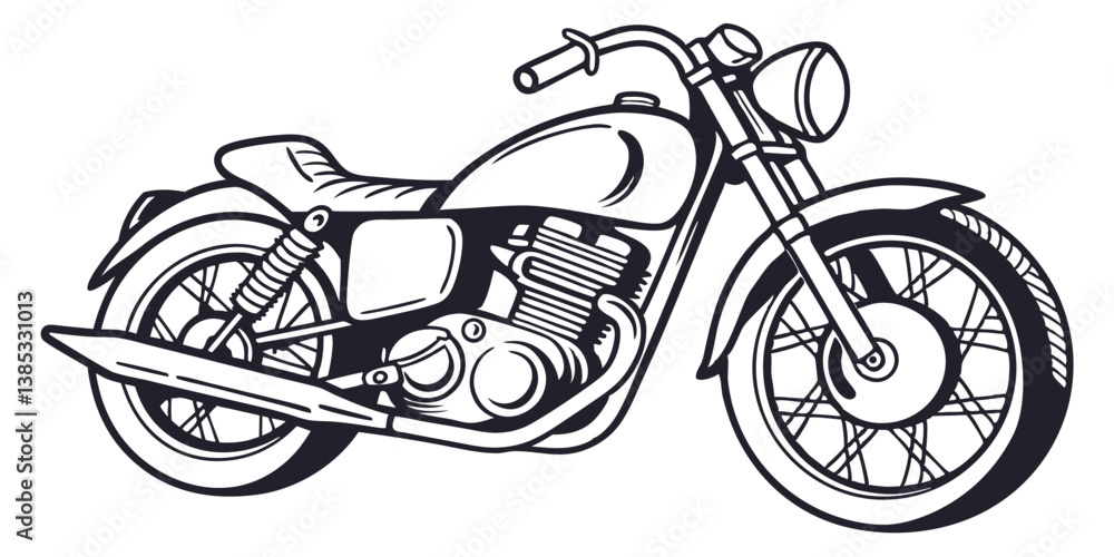 Naklejka premium Classic Motorcycle Vector Illustration for Vintage Bike Enthusiasts and Designers