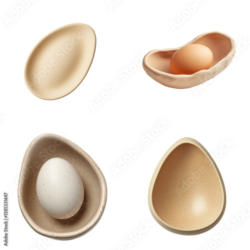 Ceramic Egg Holder Tray - Matte Beige