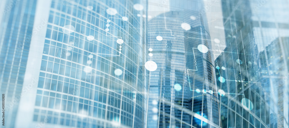 Fototapeta premium Universal financial background. Line and dots. Futuristic digital background for Business technology