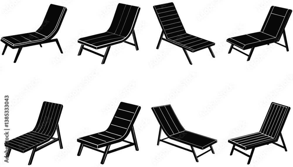 Fototapeta premium Loung Chair Vector Shilhouette Bundle Set Collection