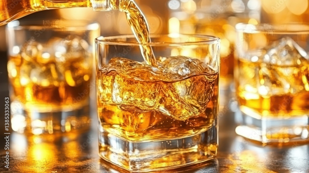 Whiskey on the Rocks: Golden Hour Elegance Whiskey on the Rocks: Golden Hour Elegance