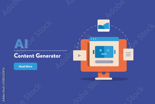 AI content generator, Artificial intelligence generating text, image and video content with prompt command, AI machine learning, Content generator, Generative AI