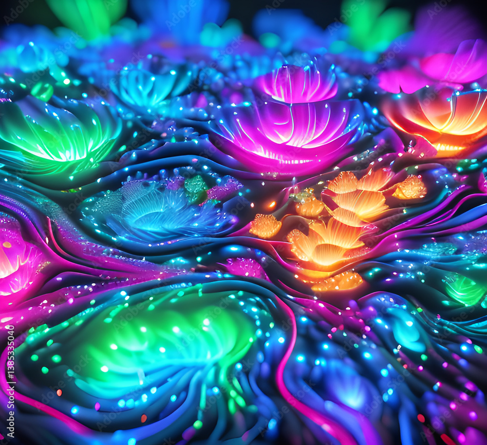 Fototapeta premium Data of crypto waves.illustration of waves lines in the information code field. Data flow cyber concept. Coding and technology, generative AI