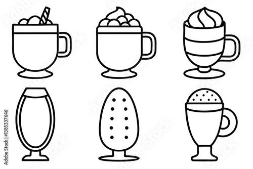 Eggnog Line Art Elegant Design for Winter Holiday Decorations 
