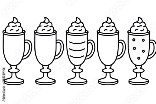 Eggnog Line Art Simple Sketch for Christmas Celebration Illustration 