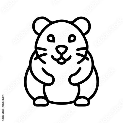 Cute hamster vector drawing for pet lovers and rodent enthusiasts, a simple outline illustration for design 