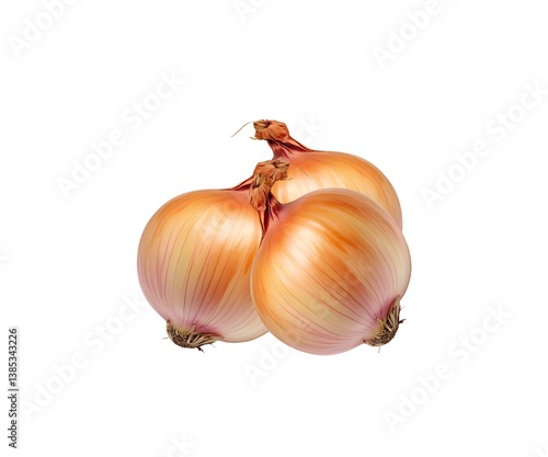 Fresh Whole Onions Isolated on White Background