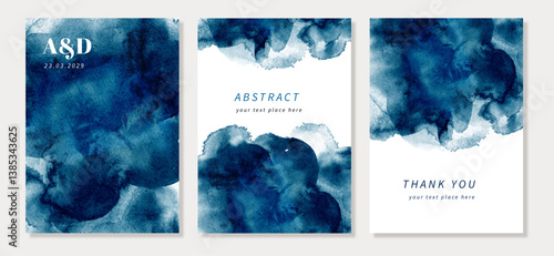 multipurpose card set blue abstract watercolor background