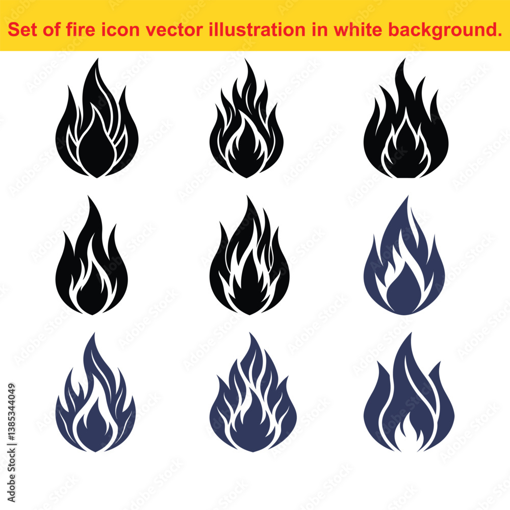 Vector Collection of Fire Flame Icons, Isolated on White Background, Design Elements. Vector Collection of Fire Flame Icons, Isolated on White Background, Design Elements.