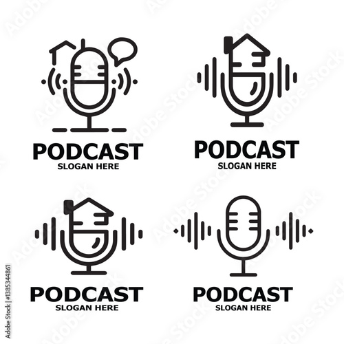 Podcast Logo icon Design Vector Template microphone symbols.eps