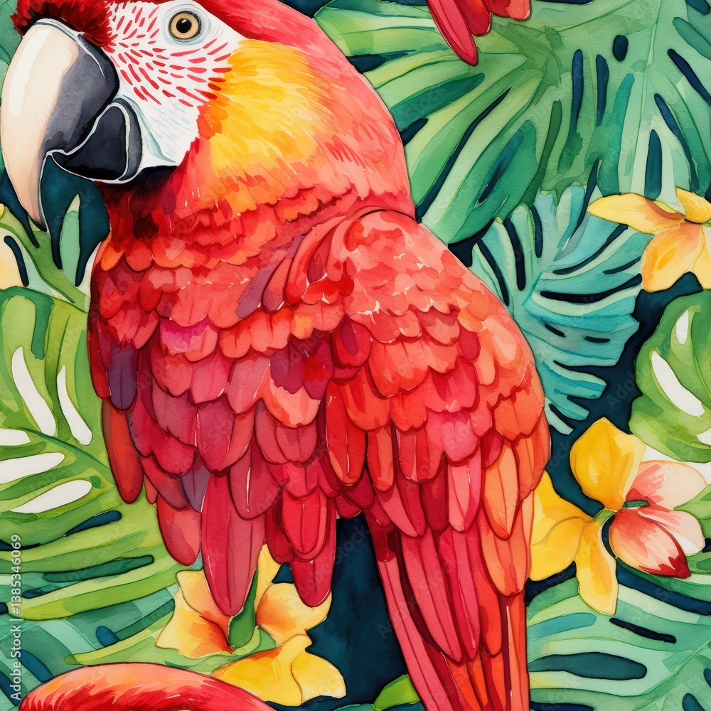 Fototapeta premium Tropical Parrot Illustration Pattern