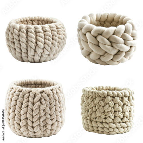 Cream Knit Storage Basket