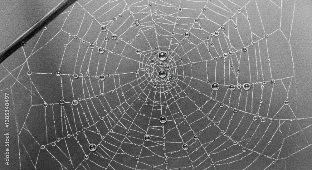 Fototapeta premium Intricate Spiderweb with Morning Dew