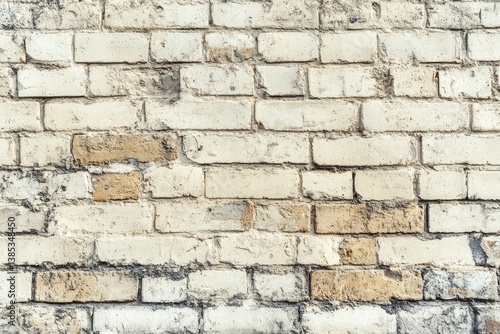 Empty background of wide cream brick wall texture. Beige old brown brick wall concrete or stone textured, wallpaper limestone abstract flooring. Grid uneven interior rock. Home decor design,