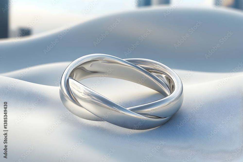 Fototapeta premium Elegant Silver Eternity Ring Symbolizing Everlasting Love and Commitment