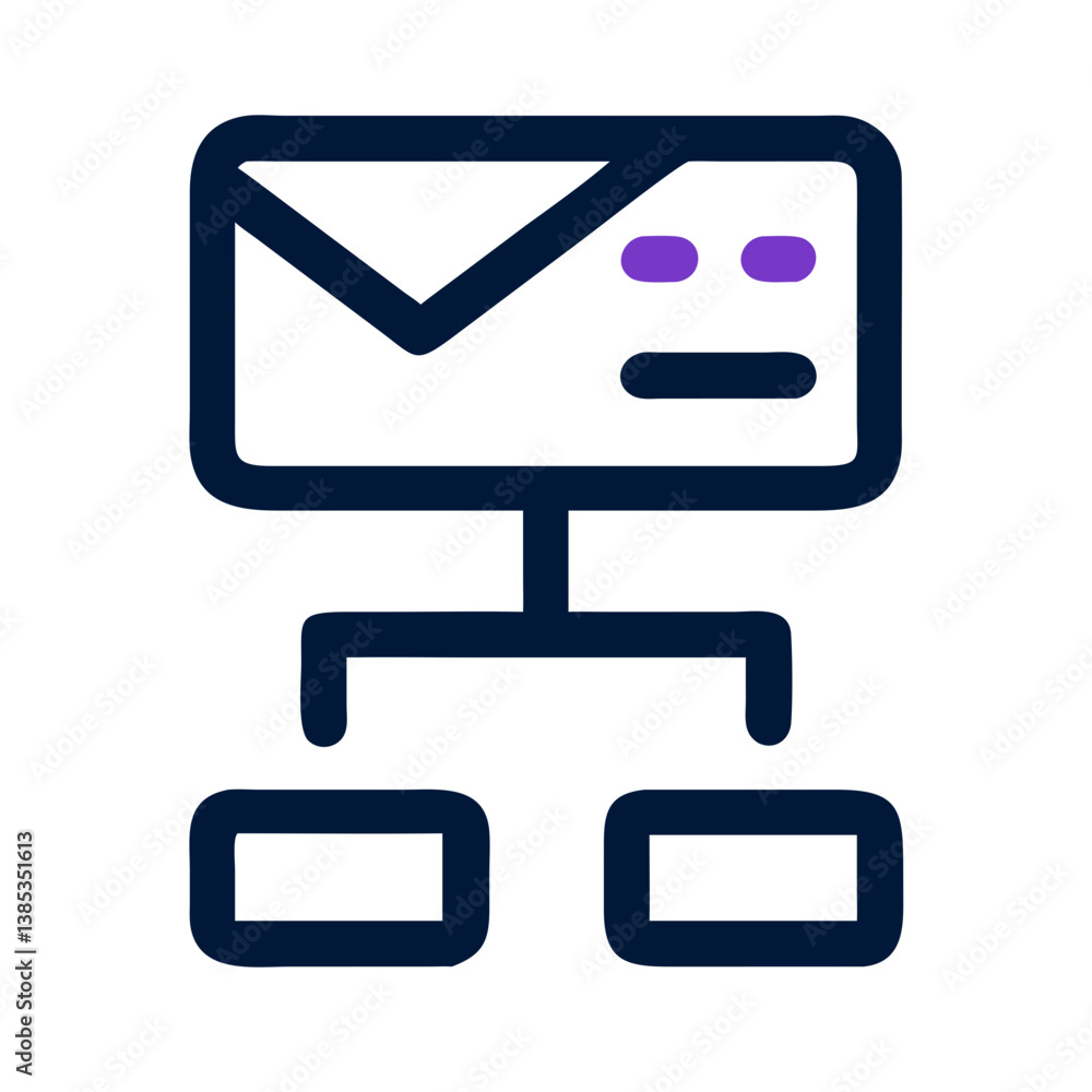 Email hierarchy diagram with structure chart icon Email hierarchy diagram with structure chart icon
