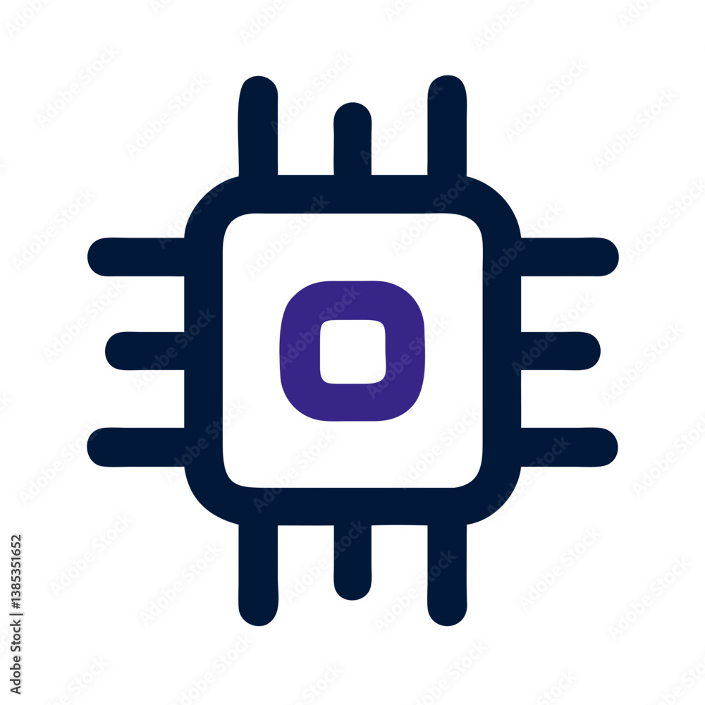 Microchip processor with purple center icon Microchip processor with purple center icon