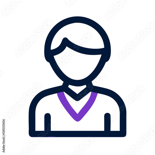 Male avatar icon with purple collar flat style