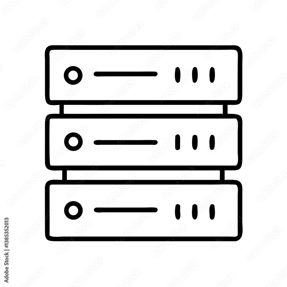 Triple server icon in black and white style Triple server icon in black and white style