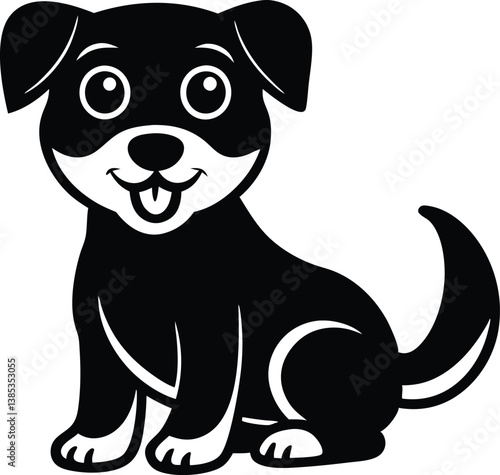 Cartoon Dog Silhouette. Cute Puppy Vector Art