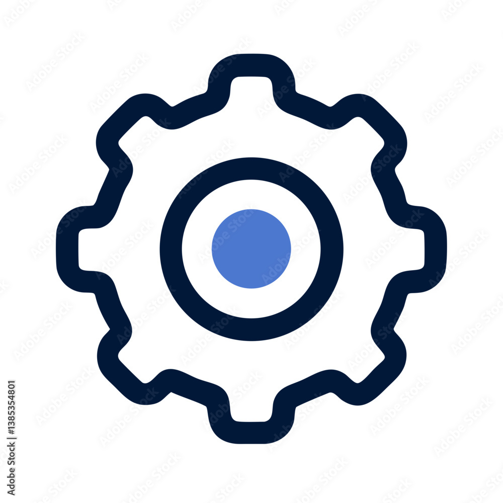 Gear icon with inner circle flat settings symbol Gear icon with inner circle flat settings symbol