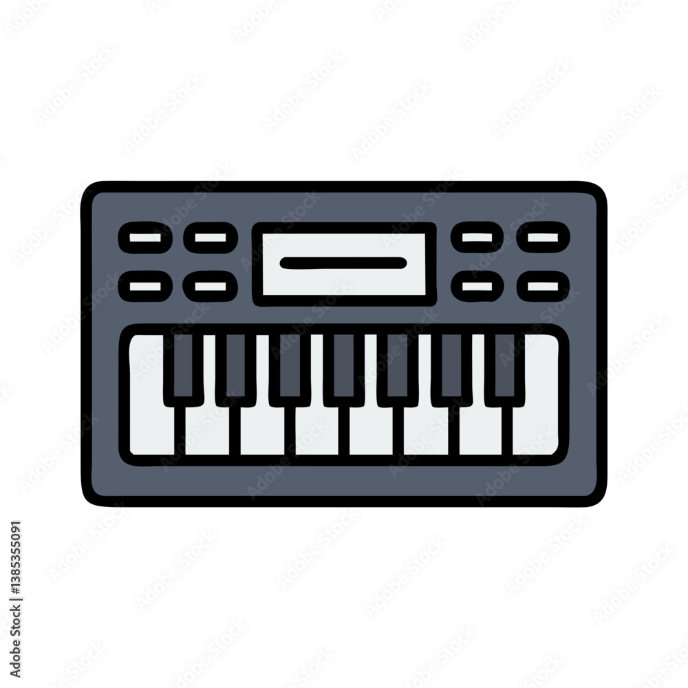 Electronic music keyboard synthesizer flat icon Electronic music keyboard synthesizer flat icon