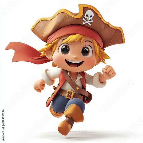 Wallpaper Mural 3D Render of a Cute Running Pirate Boy Torontodigital.ca
