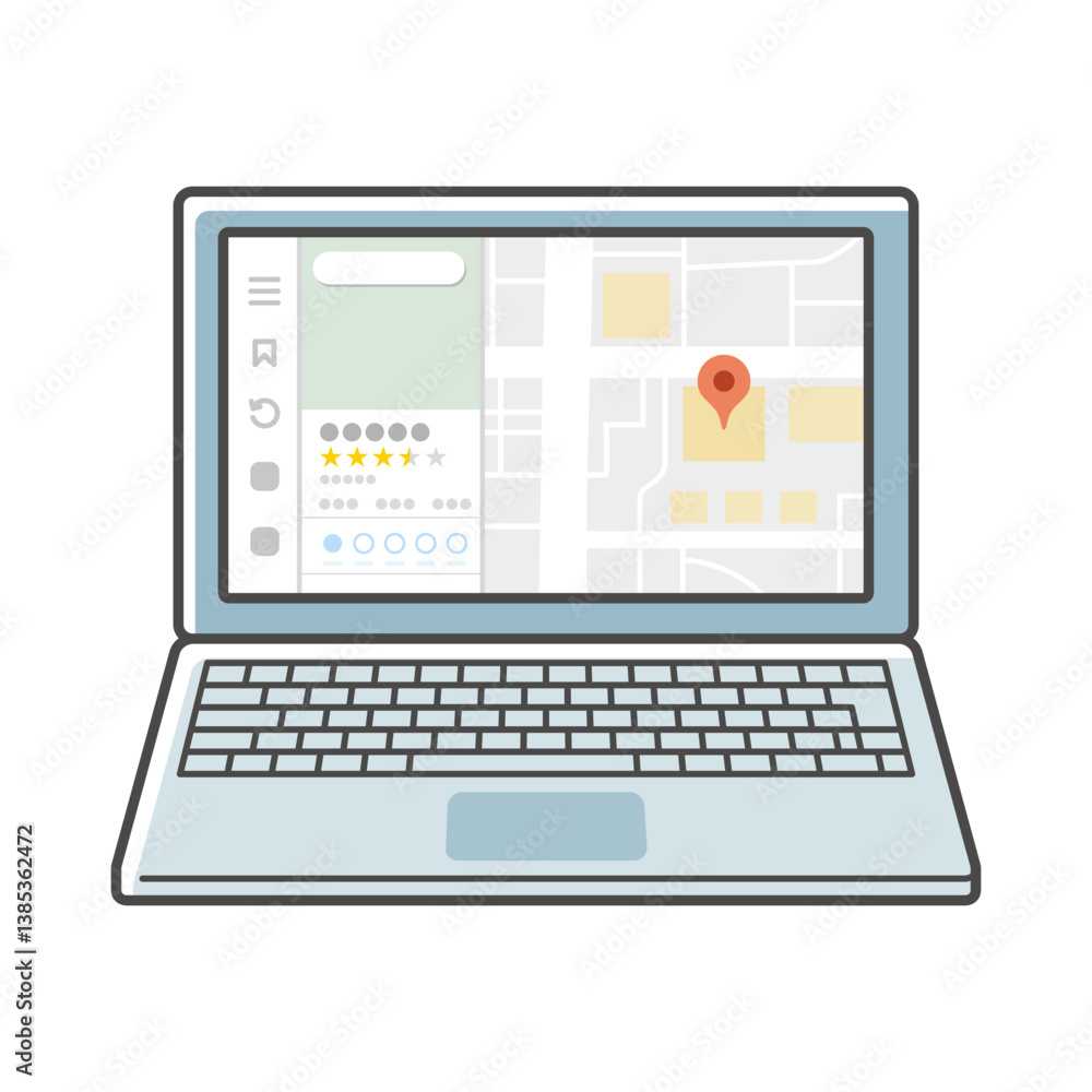 パソコンにgoogleマップを表示させたイラスト パソコンにgoogleマップを表示させたイラスト