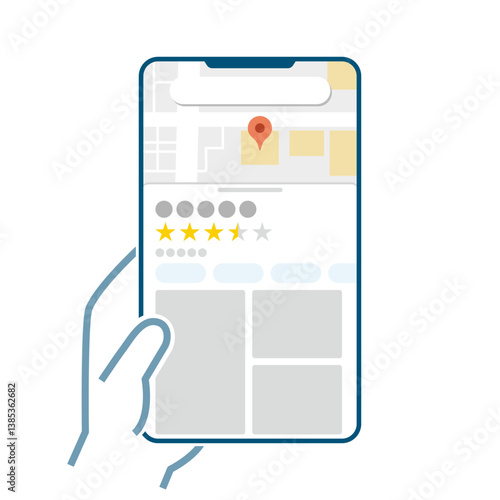 地図アプリをスマホに表示させて手で持つイラスト