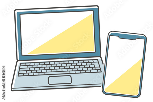 シンプルなスマホとパソコンのセットイラスト